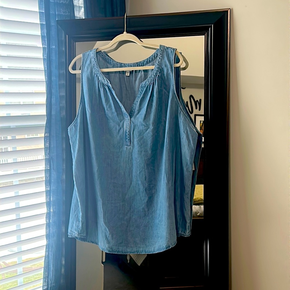 New Sonoma Chambray denim summer tank top 2x